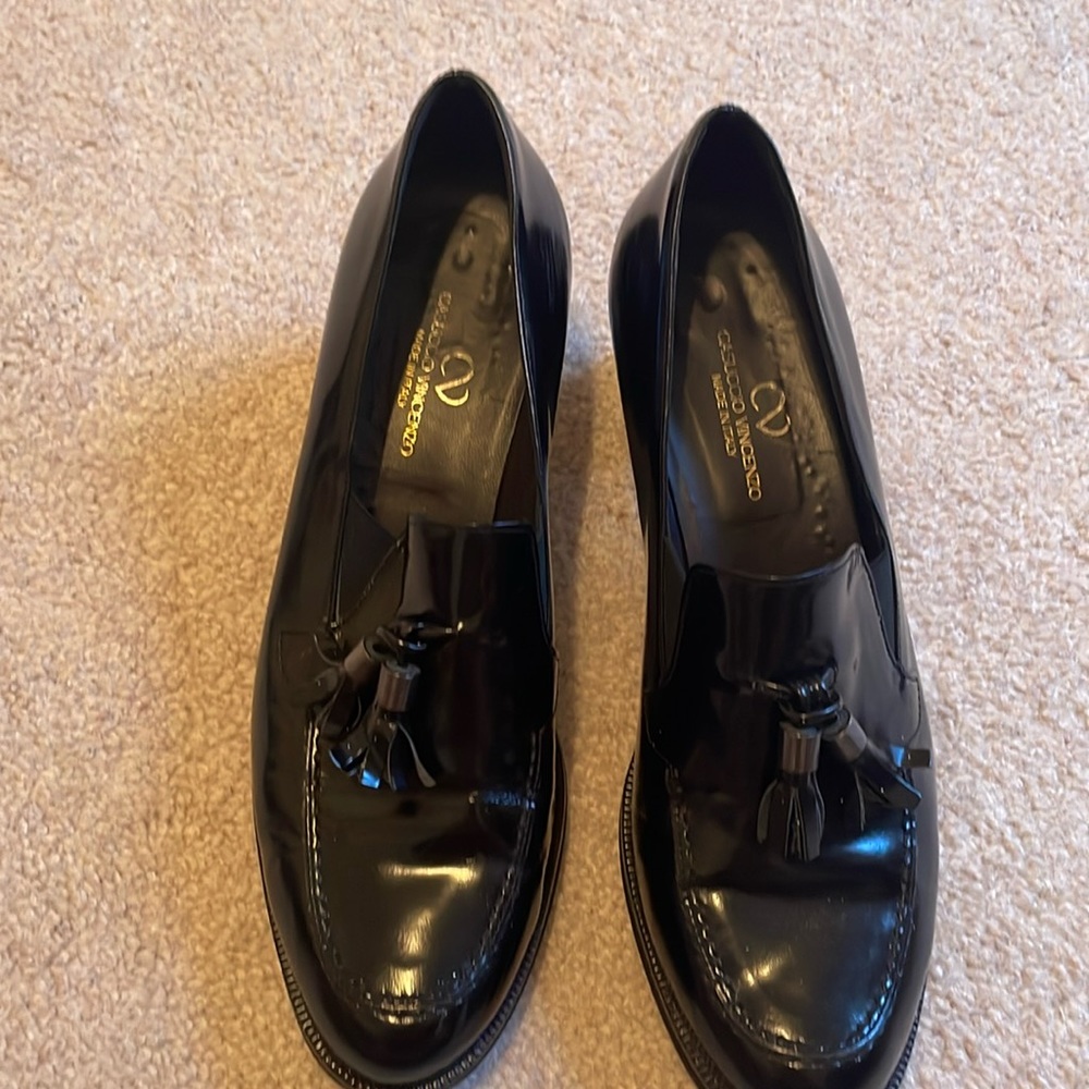 Italian leather heeled loafers by